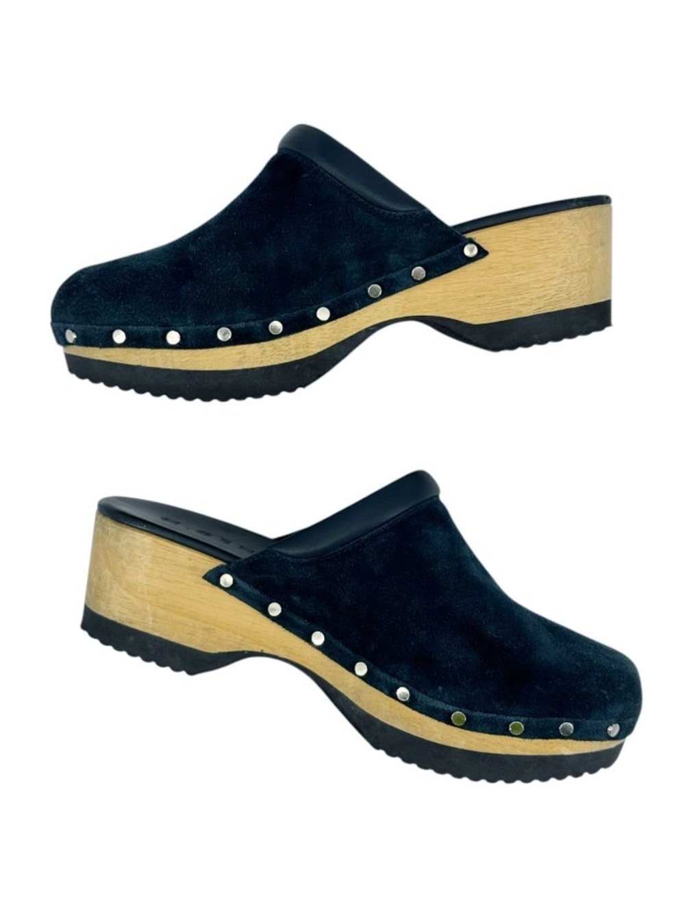 M. Gemi The Greta Suede Clogs Teal Size 8 - Picture 6 of 9